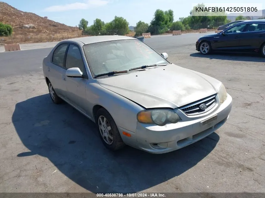 2002 Kia Spectra Gs/Gsx VIN: KNAFB161425051806 Lot: 40538798