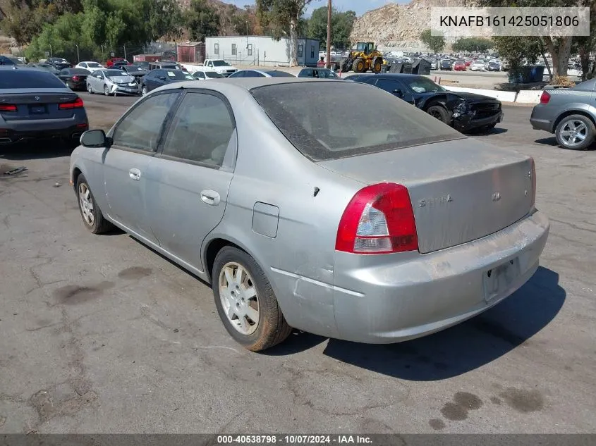 2002 Kia Spectra Gs/Gsx VIN: KNAFB161425051806 Lot: 40538798