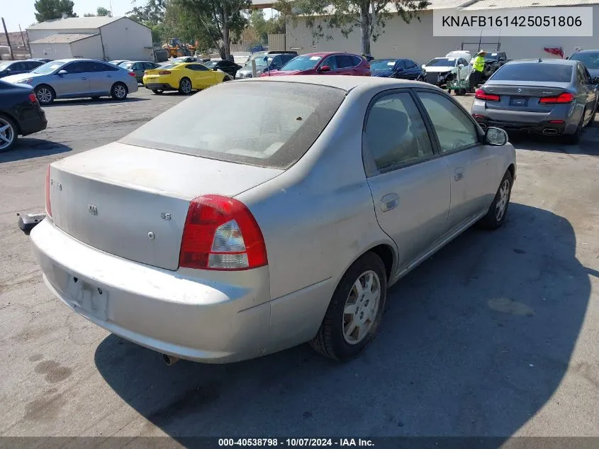 KNAFB161425051806 2002 Kia Spectra Gs/Gsx