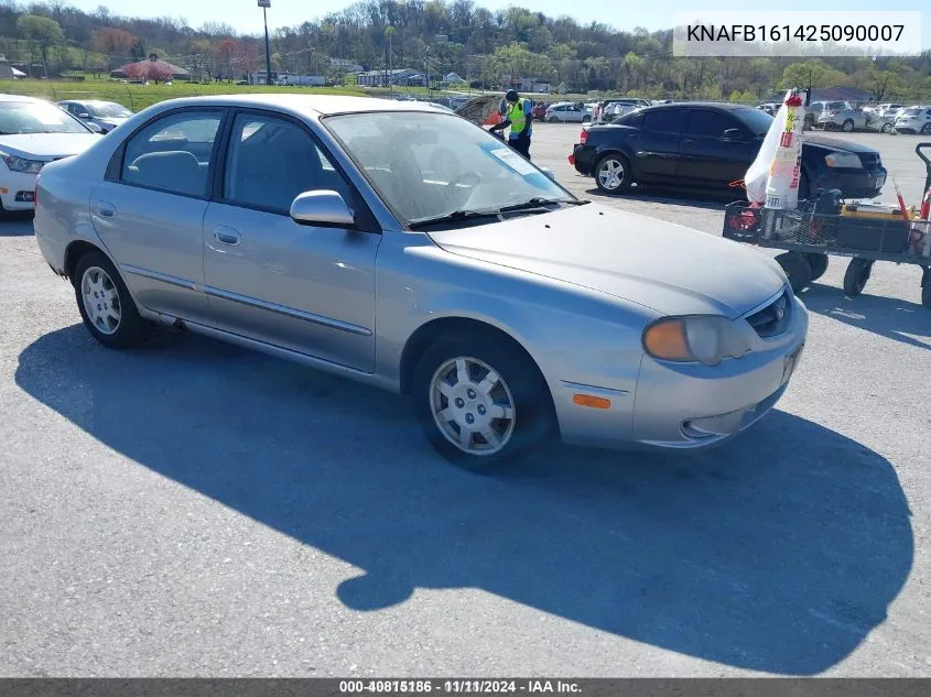 2002 Kia Spectra Gs/Gsx VIN: KNAFB161425090007 Lot: 40815186