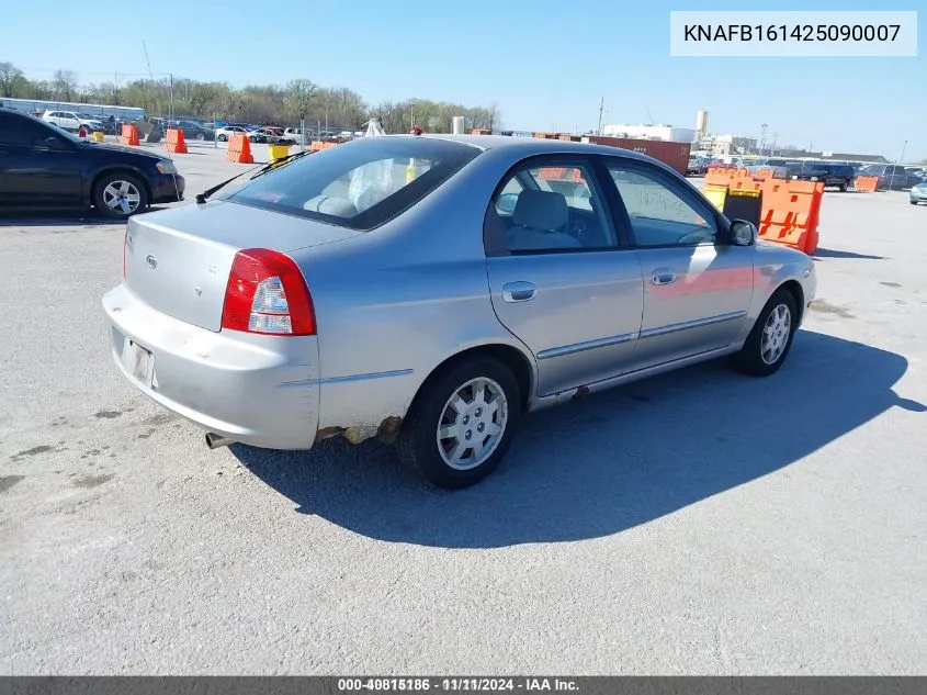 2002 Kia Spectra Gs/Gsx VIN: KNAFB161425090007 Lot: 40815186