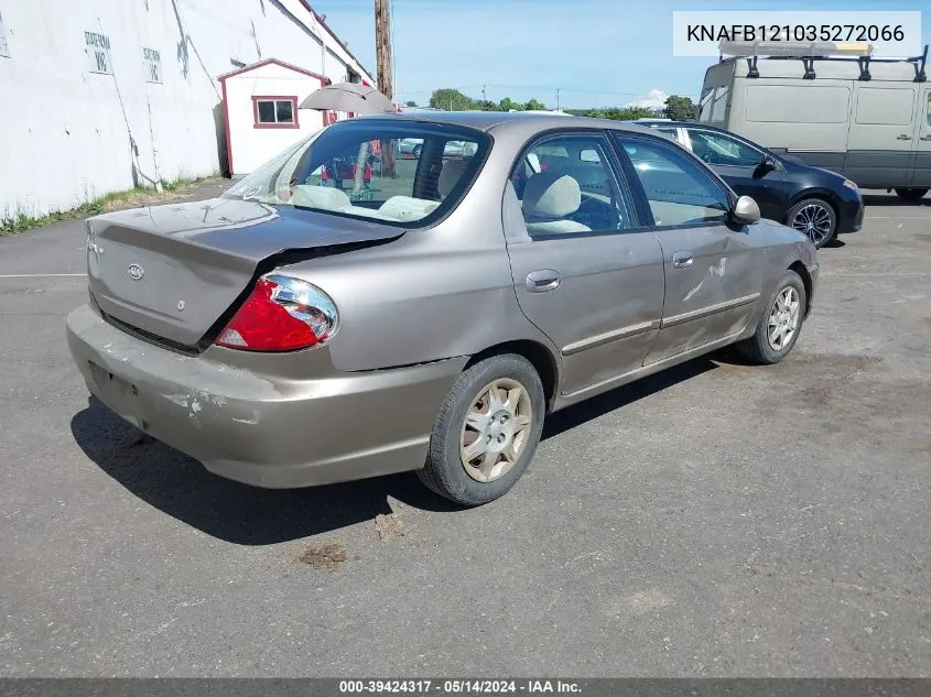 2003 Kia Spectra Ls VIN: KNAFB121035272066 Lot: 39424317