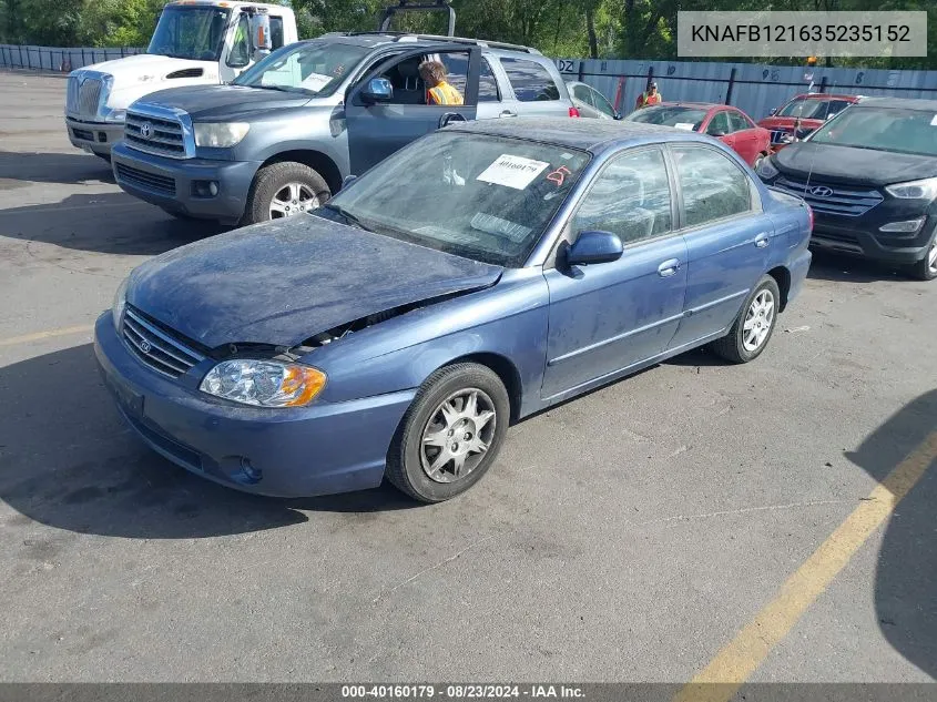 2003 Kia Spectra Ls VIN: KNAFB121635235152 Lot: 40160179