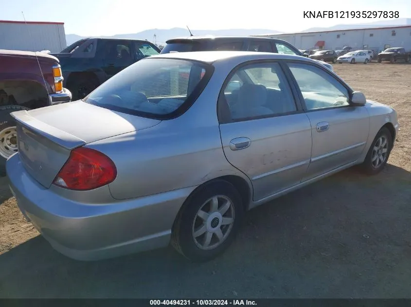 2003 Kia Spectra Ls VIN: KNAFB121935297838 Lot: 40494231