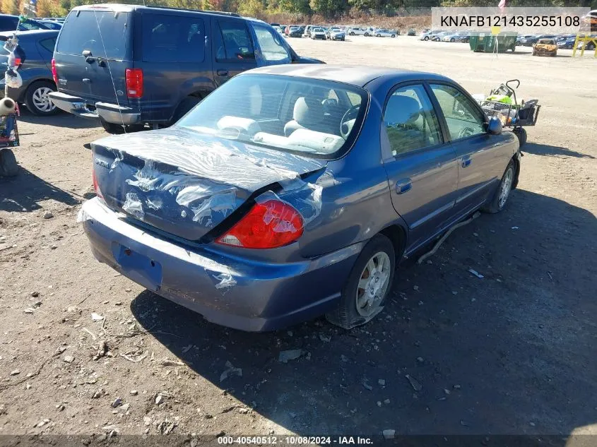 KNAFB121435255108 2003 Kia Spectra Ls