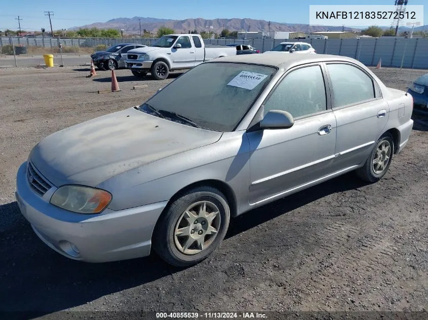 2003 Kia Spectra Ls VIN: KNAFB121835272512 Lot: 40855539