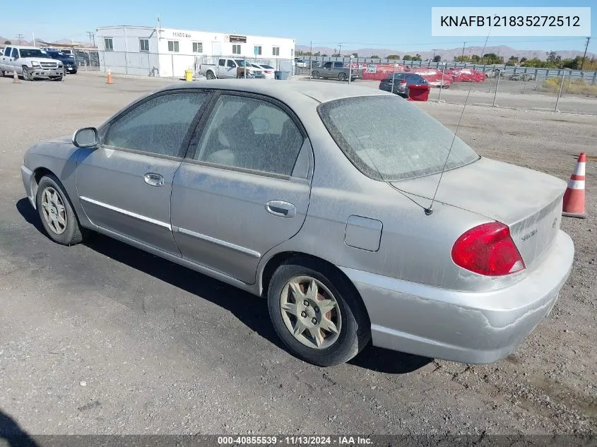 2003 Kia Spectra Ls VIN: KNAFB121835272512 Lot: 40855539