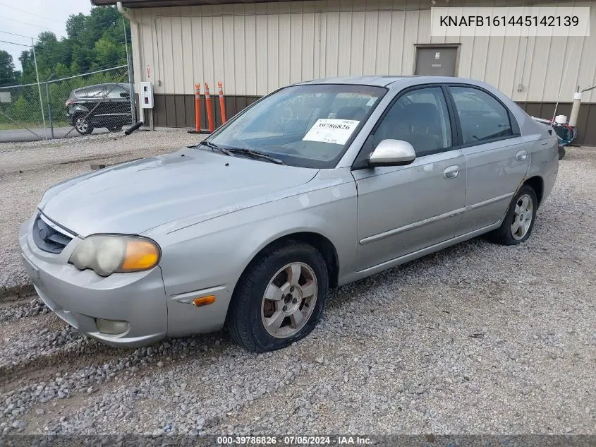 2004 Kia Spectra Gs/Gsx VIN: KNAFB161445142139 Lot: 39786826