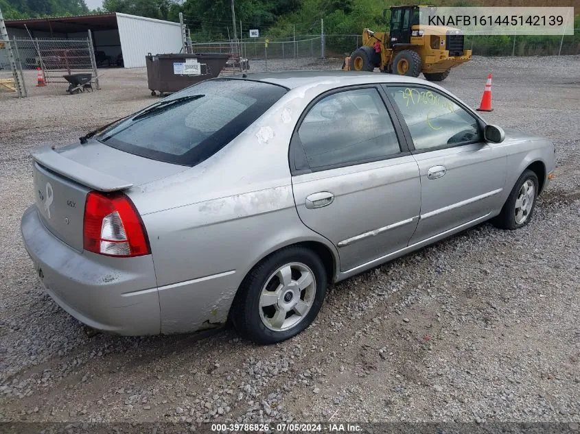 2004 Kia Spectra Gs/Gsx VIN: KNAFB161445142139 Lot: 39786826