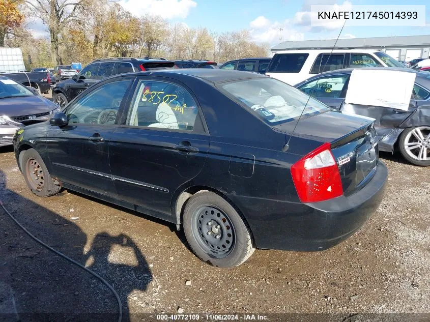 2004 Kia Spectra Ex/Lx VIN: KNAFE121745014393 Lot: 40772109