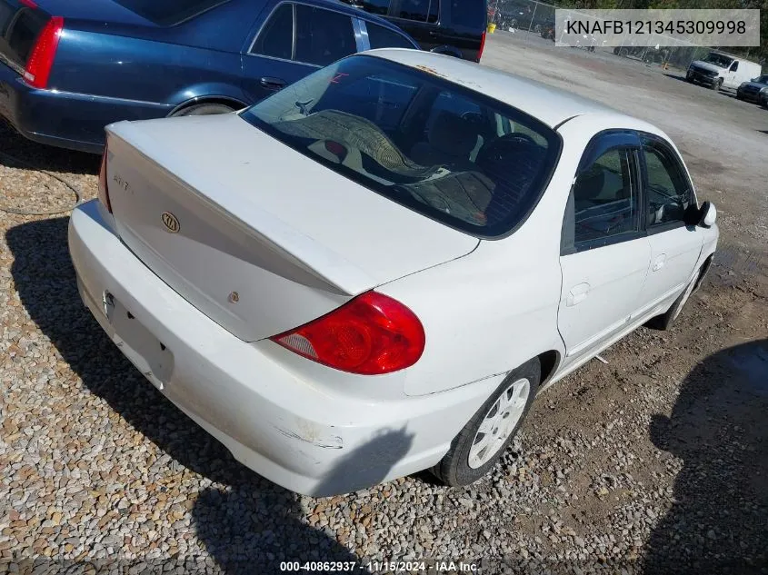 2004 Kia Spectra Ls VIN: KNAFB121345309998 Lot: 40862937