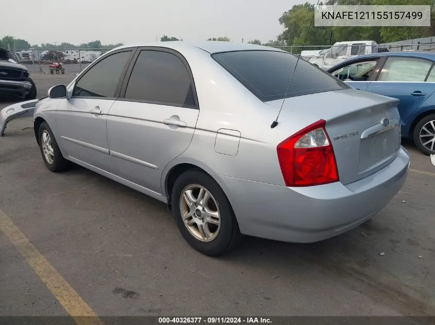 2005 Kia Spectra Ex/Lx/Sx VIN: KNAFE121155157499 Lot: 40326377