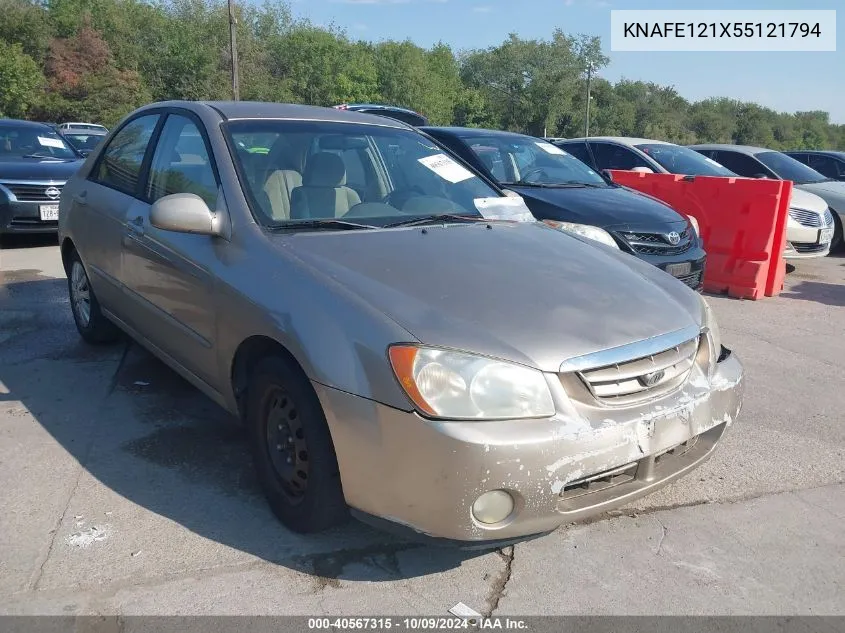 2005 Kia Spectra Ex/Lx/Sx VIN: KNAFE121X55121794 Lot: 40567315