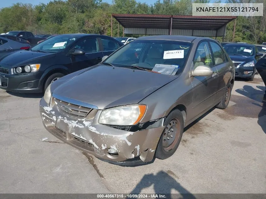 2005 Kia Spectra Ex/Lx/Sx VIN: KNAFE121X55121794 Lot: 40567315