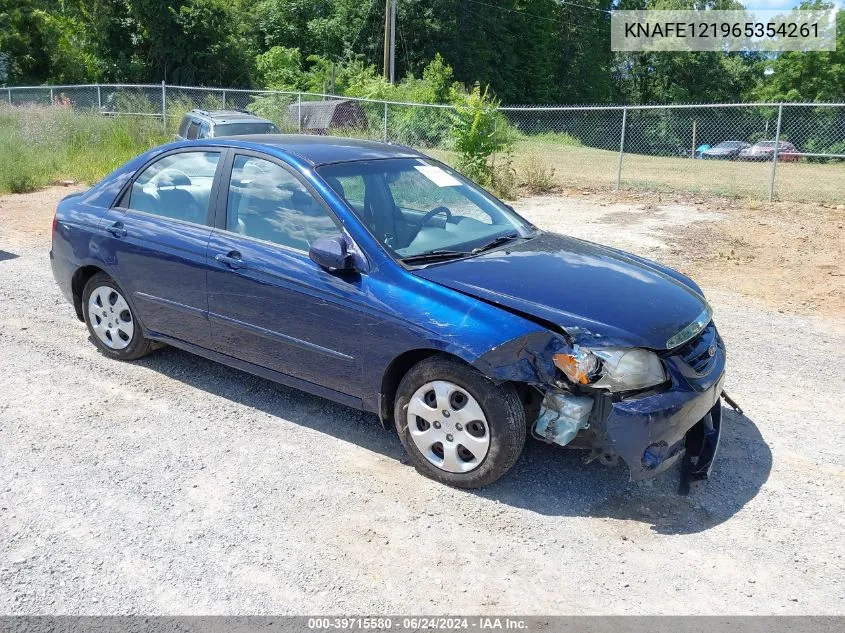 2006 Kia Spectra Ex/Lx/Sx VIN: KNAFE121965354261 Lot: 39715580