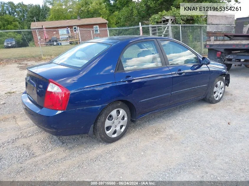 2006 Kia Spectra Ex/Lx/Sx VIN: KNAFE121965354261 Lot: 39715580