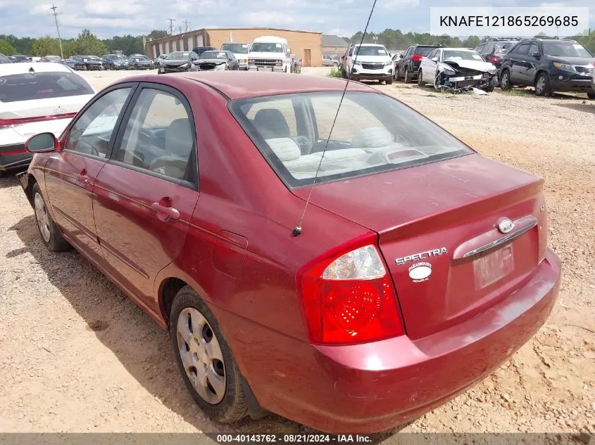 2006 Kia Spectra Ex/Lx/Sx VIN: KNAFE121865269685 Lot: 40143762