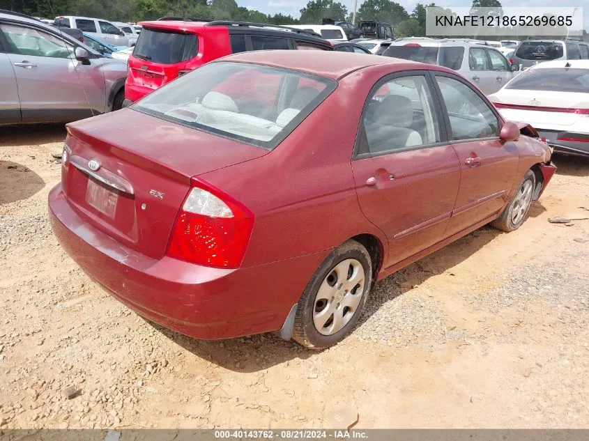 2006 Kia Spectra Ex/Lx/Sx VIN: KNAFE121865269685 Lot: 40143762