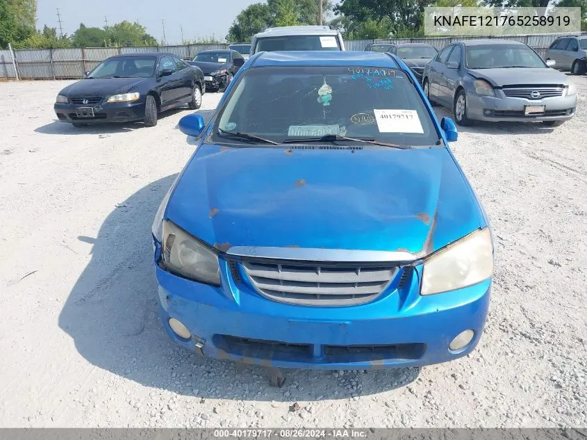 2006 Kia Spectra Ex/Lx/Sx VIN: KNAFE121765258919 Lot: 40179717