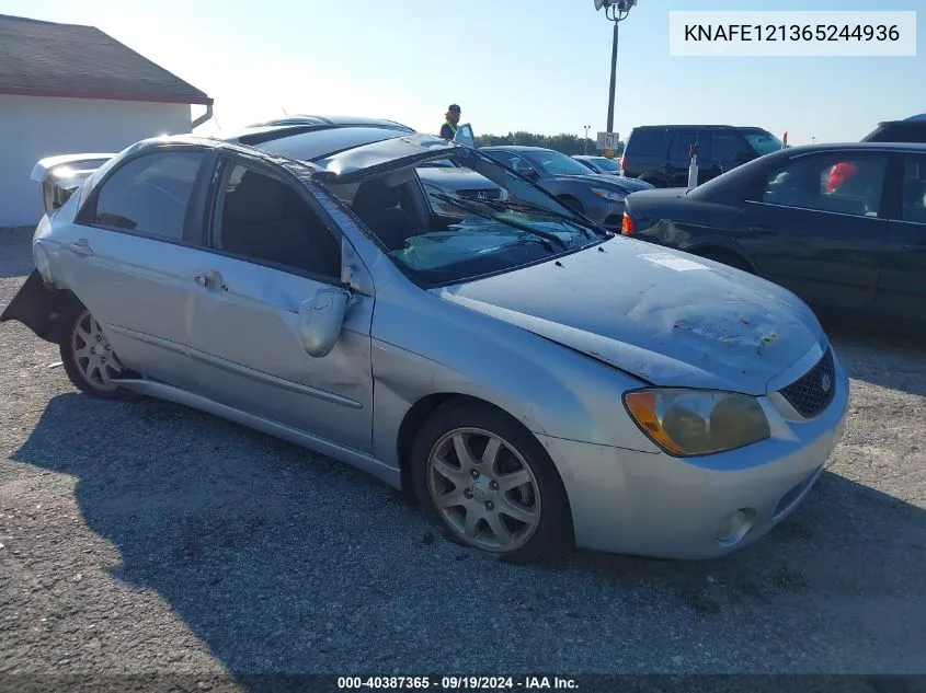 2006 Kia Spectra Ex/Lx/Sx VIN: KNAFE121365244936 Lot: 40387365