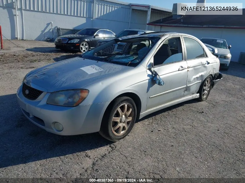 2006 Kia Spectra Ex/Lx/Sx VIN: KNAFE121365244936 Lot: 40387365