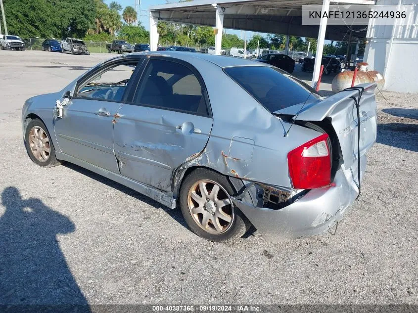 2006 Kia Spectra Ex/Lx/Sx VIN: KNAFE121365244936 Lot: 40387365