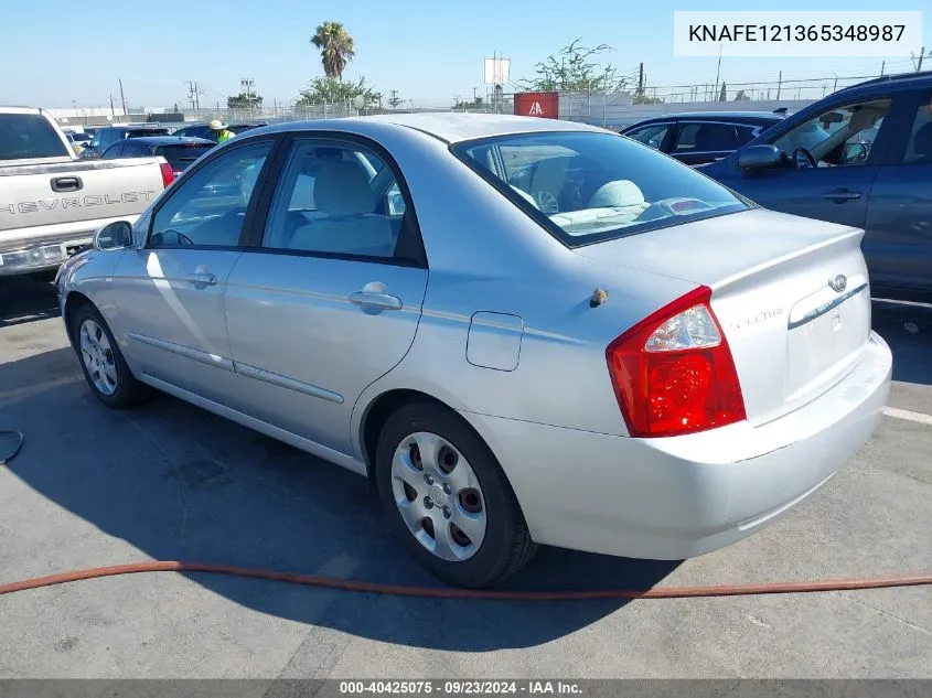 2006 Kia Spectra Ex/Lx/Sx VIN: KNAFE121365348987 Lot: 40425075