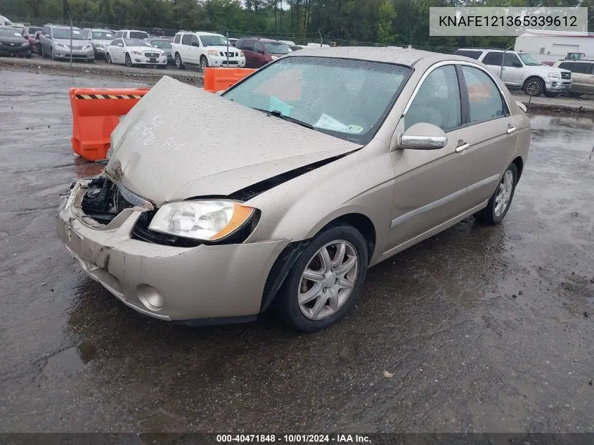 2006 Kia Spectra Ex/Lx/Sx VIN: KNAFE121365339612 Lot: 40471848