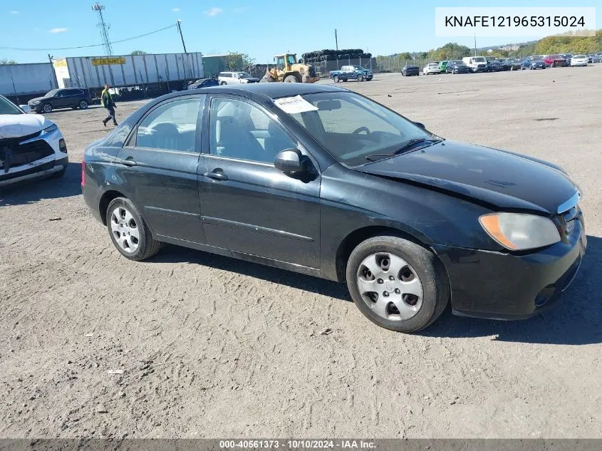 2006 Kia Spectra Ex/Lx/Sx VIN: KNAFE121965315024 Lot: 40561373