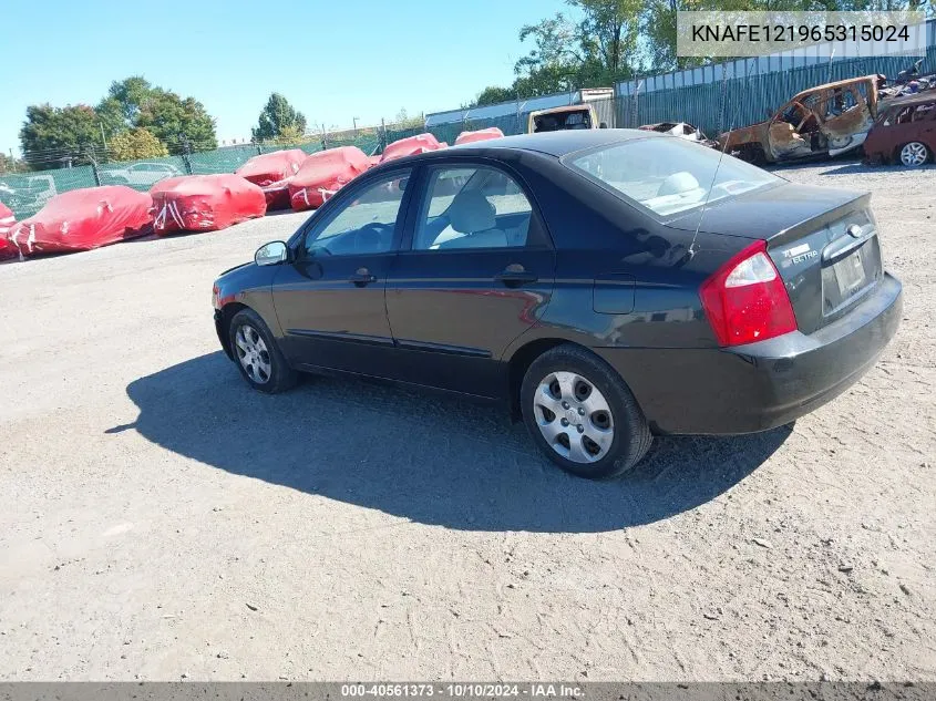 2006 Kia Spectra Ex/Lx/Sx VIN: KNAFE121965315024 Lot: 40561373