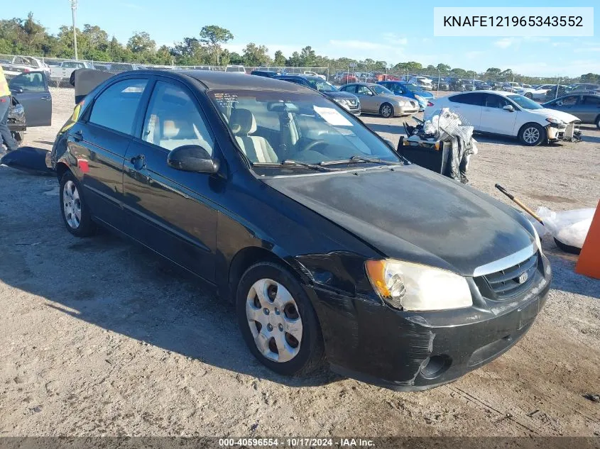 2006 Kia Spectra Ex/Lx/Sx VIN: KNAFE121965343552 Lot: 40596554