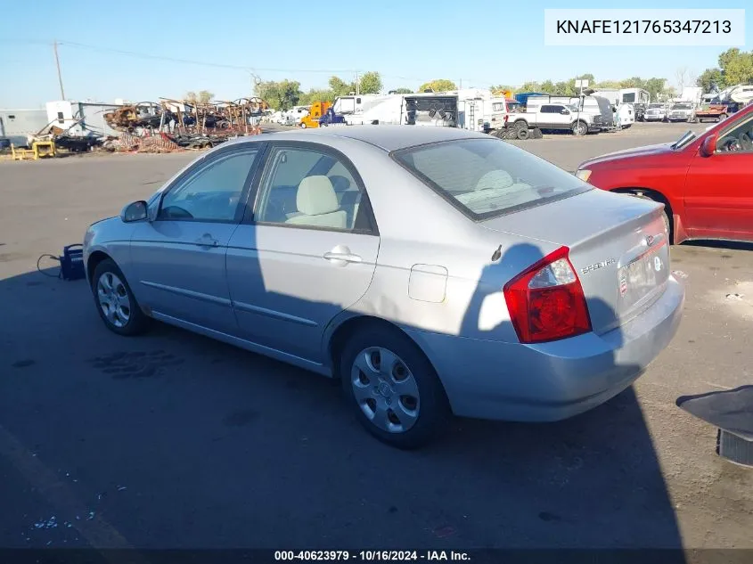 2006 Kia Spectra Ex/Lx/Sx VIN: KNAFE121765347213 Lot: 40623979