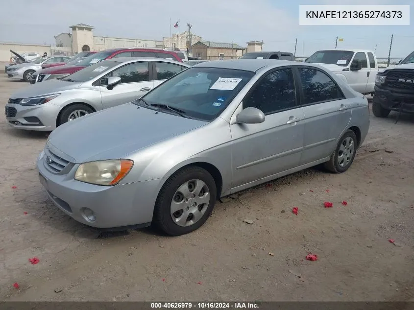 2006 Kia Spectra Ex/Lx/Sx VIN: KNAFE121365274373 Lot: 40626979