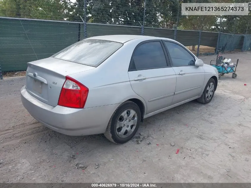 2006 Kia Spectra Ex/Lx/Sx VIN: KNAFE121365274373 Lot: 40626979