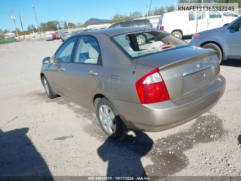 2006 Kia Spectra Ex/Lx/Sx VIN: KNAFE121365337245 Lot: 40630370