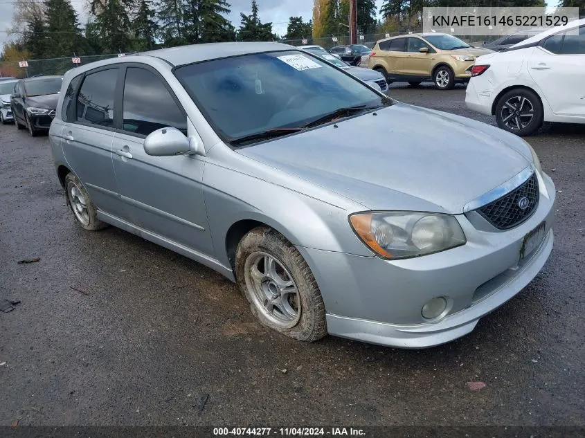 2006 Kia Spectra5 VIN: KNAFE161465221529 Lot: 40744277