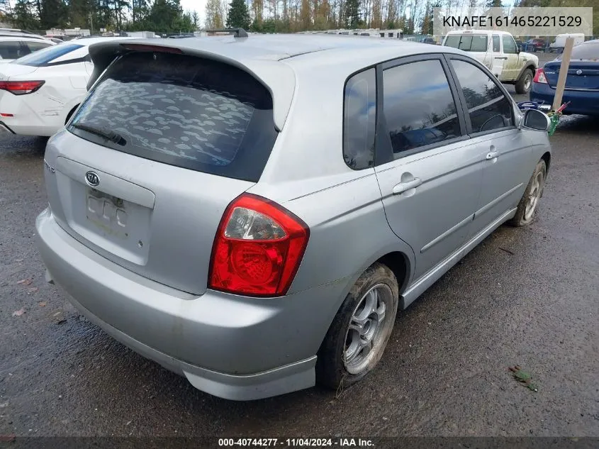 2006 Kia Spectra5 VIN: KNAFE161465221529 Lot: 40744277