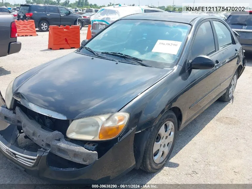 2007 Kia Spectra Ex VIN: KNAFE121175470202 Lot: 39638290