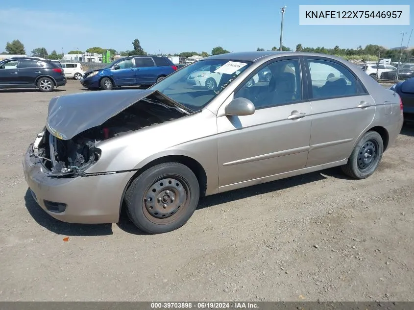 2007 Kia Spectra Ex VIN: KNAFE122X75446957 Lot: 39703898