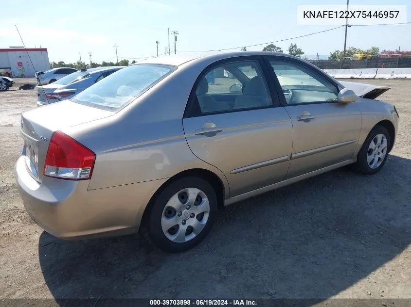 2007 Kia Spectra Ex VIN: KNAFE122X75446957 Lot: 39703898