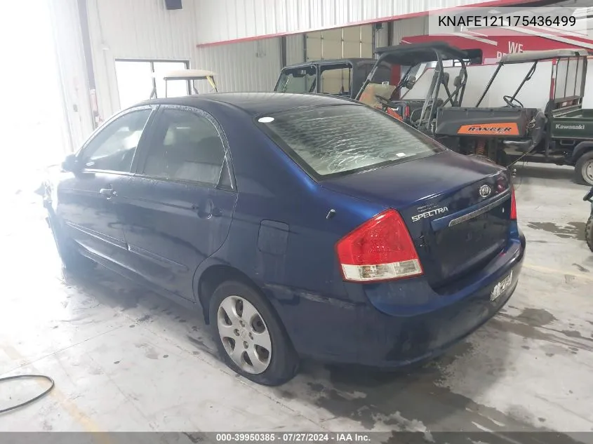 2007 Kia Spectra Ex VIN: KNAFE121175436499 Lot: 39950385