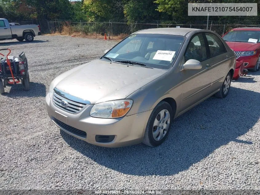 2007 Kia Spectra Ex VIN: KNAFE121075454007 Lot: 40109691