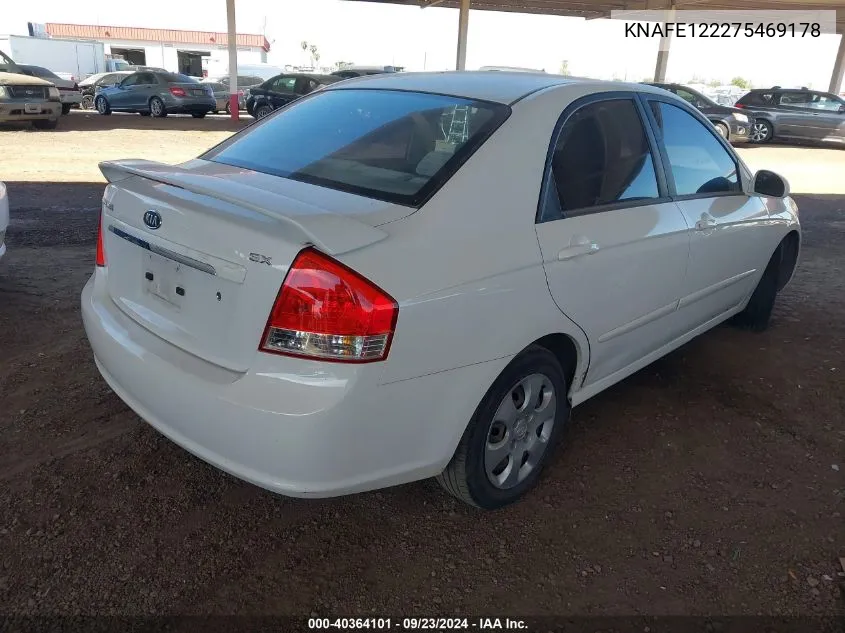 2007 Kia Spectra Ex VIN: KNAFE122275469178 Lot: 40364101