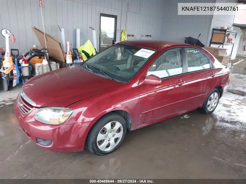 2007 Kia Spectra Ex VIN: KNAFE121875440761 Lot: 40469644