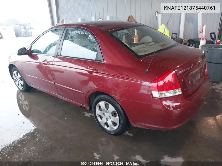 2007 Kia Spectra Ex VIN: KNAFE121875440761 Lot: 40469644