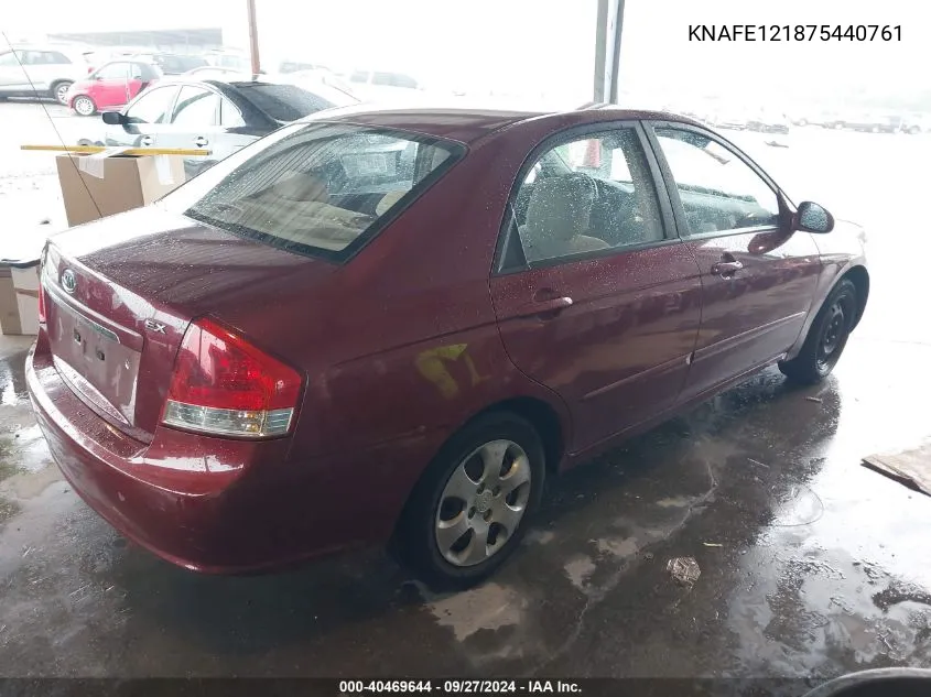 2007 Kia Spectra Ex VIN: KNAFE121875440761 Lot: 40469644