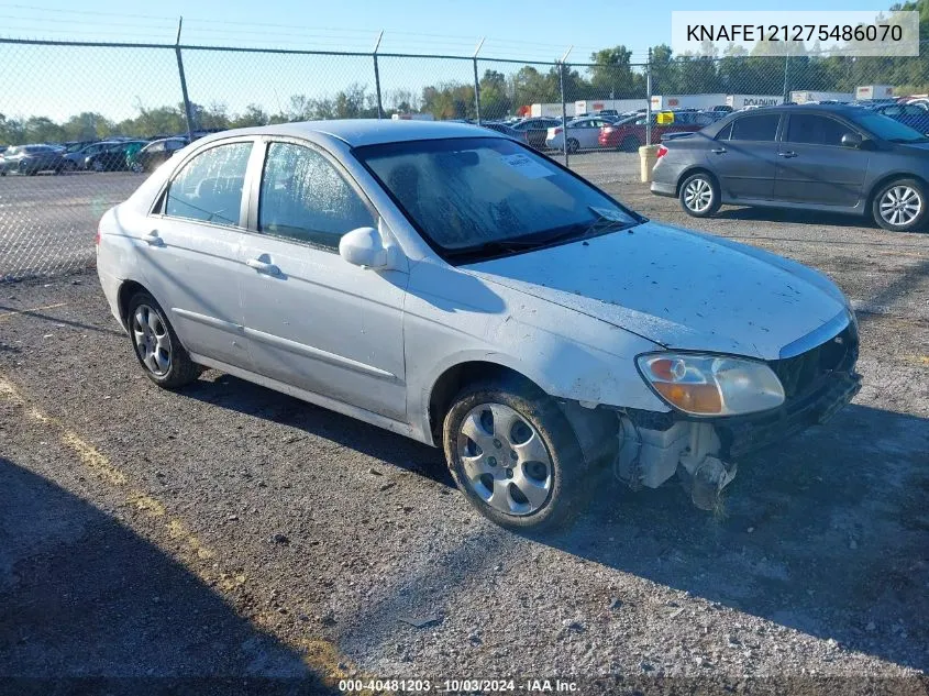 2007 Kia Spectra Ex VIN: KNAFE121275486070 Lot: 40481203