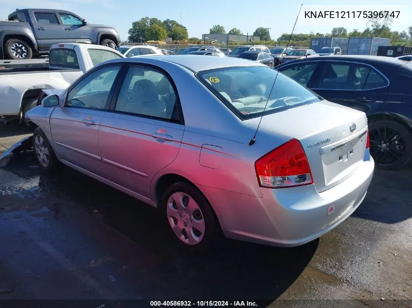 2007 Kia Spectra Ex VIN: KNAFE121175396747 Lot: 40586932