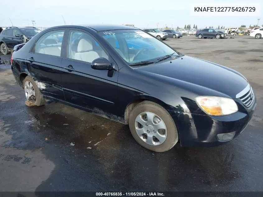 2007 Kia Spectra Ex VIN: KNAFE122775426729 Lot: 40765835