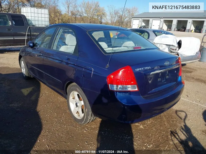 2007 Kia Spectra Ex VIN: KNAFE121675483883 Lot: 40791184